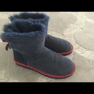 Ugg 78 mini Bailey Bow Classic Blue & Red PolkaDot
